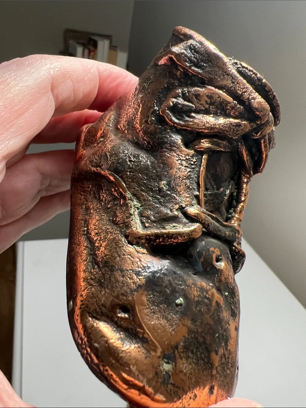 Bronzed Antique Classic Baby Walker Shoes Figurine in Metallic Brown - Vintage